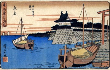 Kuwana Utagawa Hiroshige ukiyoe Peinture à l'huile